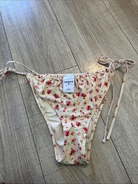 Parke Cream Floral Tie-Side Bikini Bottoms